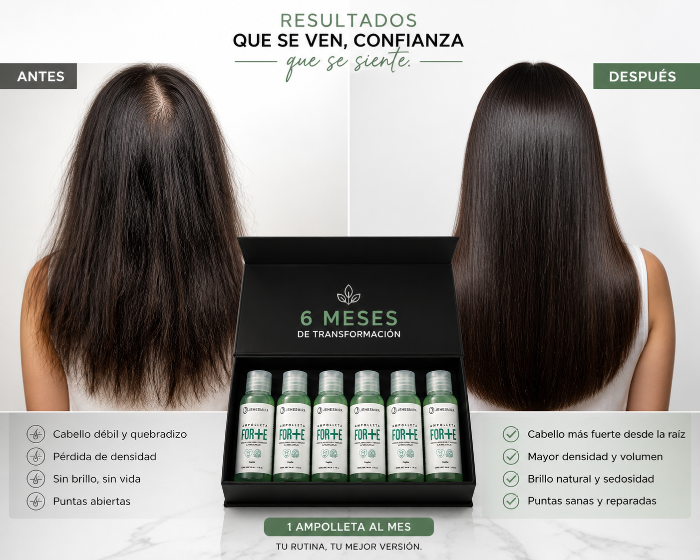 Ampolletas Capilares FORTE 6X. JEHESMIPA – Tratamiento Intensivo Capilar (6 Meses)